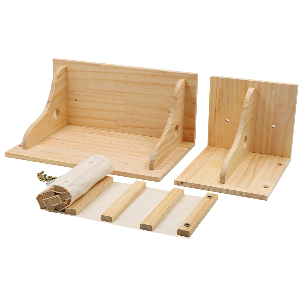 Cat Wall Climbing Shelves Wall-Mounted Furniture Set: 2 Shelves with 1 Bridge Ladder for Indoor Cats