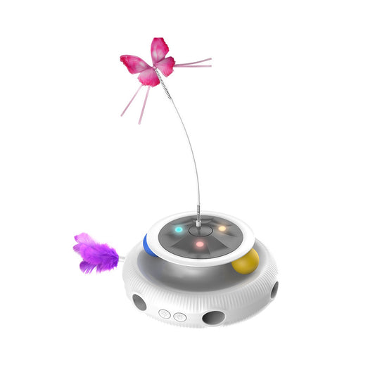Interactive 3-in-1 Cat Toy: Automatic Butterfly, Feather & Ball Play