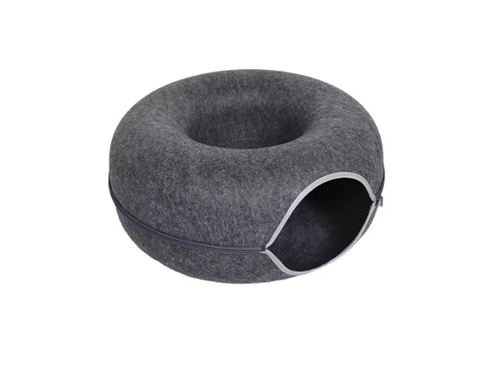 Felt Donut Cat Bed & Tunnel - Interactive Play for 2 Cats