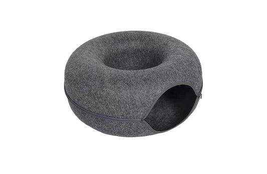 Felt Donut Cat Bed & Tunnel - Interactive Play for 2 Cats