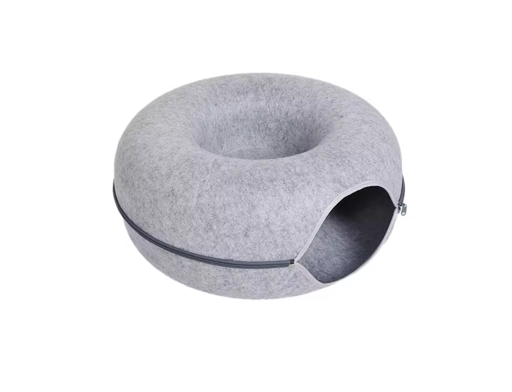 Felt Donut Cat Bed & Tunnel - Interactive Play for 2 Cats