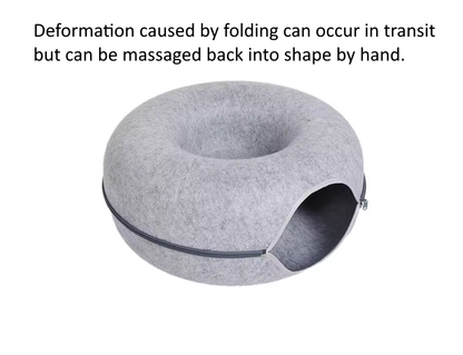 Felt Donut Cat Bed & Tunnel - Interactive Play for 2 Cats