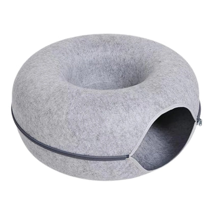 Felt Donut Cat Bed & Tunnel - Interactive Play for 2 Cats