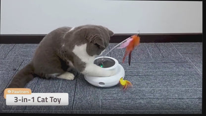 Interactive 3-in-1 Cat Toy: Automatic Butterfly, Feather & Ball Play